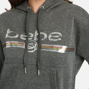 Bebe Sport Charcoal Sequin Logo Hoodie